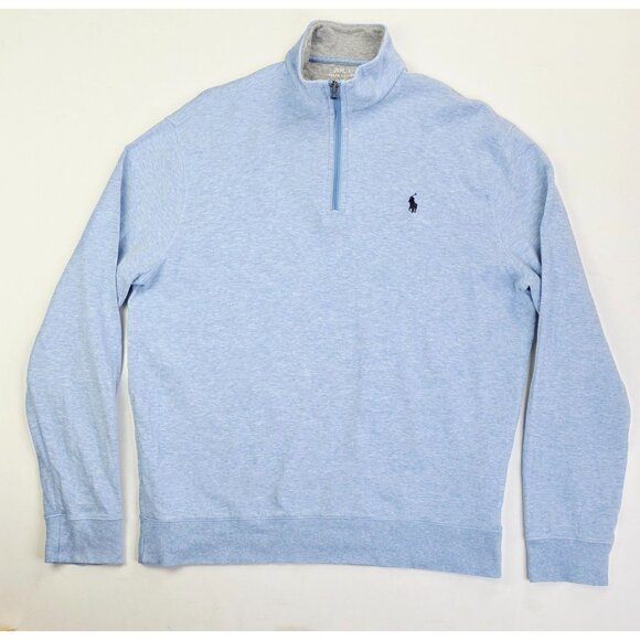 Polo Ralph Lauren Other - Polo Ralph Lauren Size Large Mens 1/4 Zip Powder Blue Embroidered Black Pony Top